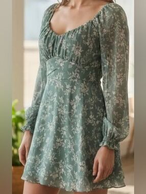 thirty thirty la green floral dress Mint 3D Floral Rose Print Halter Neck Mini Dress